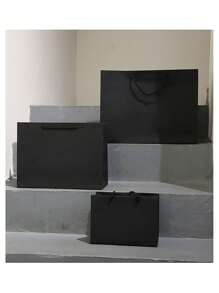 1pc Multi-Size Black Gift Bag, Holiday Gift Bag, Clothing Packaging Bag, Shopping Bag, Tote Bag