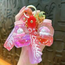 Sanrio 1 bucă breloc pentru sticle de lapte cu desene animate creativ, rafinat și drăguț, care curge lichid, cu pandantiv, accesorii pentru pungi, cadouri mici (personajele din sticlă rămân neschimbate, în timp ce modelele se schimbă aleatoriu)