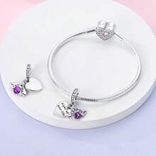 1 件银色精致闪亮方晶锆石夏夜星夜光萤火虫昆虫吊坠饰品适合原创手链项链手镯珠子 DIY 珠宝制作生日派对礼物送给女士女孩