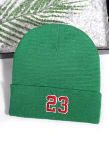 1pc Men/Women Embroidered 23 Pattern Casual Streetwear Beanie, Warm & Windproof Knit Cap For Outdoor Sports, Suitable For Daily Wear, Autumn/Winter