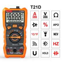 NJTY 1pc NJTY T21 Series Digital Multimeter, 6000 Counts, Auto-Ranging, With Stand, Magnetic Design, True , Backlit Display, Measures Voltage, Current, Capacitance, NCV, Duty Cycle, 600μH-60H Inductance And Frequency