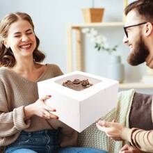 5 bucăți cutii albe pentru tort 10x10x5 inci, cutii de panificație cu fereastră transparentă pentru tort, plăcintă, desert, prăjitură, ziua de naștere, petrecere, nuntă - alb - Vizualizare 8