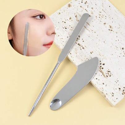 不锈钢化妆工具套装（单件/套装） - 无香型粉底液刮刀和调色刮刀，小巧收纳设计，必备美妆工具，适合日常使用和旅行，可用于化妆、家居装饰、梳妆台、旅行、卧室、化妆配件、圣诞礼物、化妆、化妆工具、平价好物、礼品、女士礼品、圣诞礼物、赠品、旅行、平价好物、旅行必备