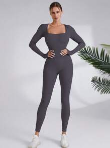 TCVC Women's Seamless Knit Fashion Long Sleeve Jumpsuit, High Elastic Sports Jumpsuit, Skin-Friendly Material, Body-Shaping, Casual & Versatile, Suitable For Autumn/Winter Sports & Yoga - Multicolor - View 5