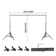 Heavy Duty Photography Studio Backdrop Stand Screen Background Support Kit+Case, 2x2M/2x3M - Black - View 10