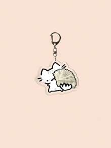 1 pièce Porte-clés mignon en acrylique avec chat de dessin animé, chat rose girly, chaton naïf, chaton à fleurs, chaton fraise, chaton lunettes de soleil, chaton câlinant la courtepointe, chaton comptant de l'argent, porte-clés thème animal, charme de sac cadeau pour amis et couples, accessoires de voiture, sac à dos pour l'école