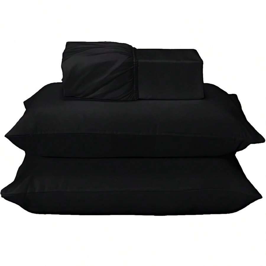 400 Thread Count Sheet Set With Elastic Band Standard Hotel Single Double Queen King - 黑色 - 查看 1