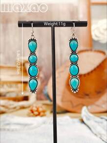 1 stuk Retro Western Style Turquoise Oorbellen, Geschikt voor Dagelijkse Cowgirl Dragen of Evenementen voor Vrouwen, Voeg Deze Vintage Oorbellen Toe Aan Uw Sieradendoos