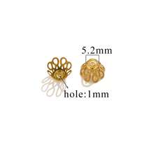 50pcs Stainless Steel Plated 18K Gold Hollow Flower Pedestal Plated Diy Handmade Flower Pedestal Bead Cap Beaded Jewelry Accessories