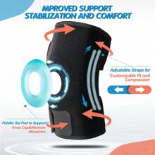 Breathable Knee Brace Patella Support Sports Protection Compression Sleeve Wrap Running Workout Fitness - Black - View 3