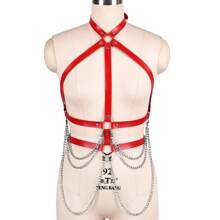 Adjustable Punk Style Leather Body Chain, Waist Belt, Belly Chain, Suitable For Women And Girls, Party Accessories - A - View 15