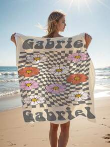 3PCS Personalized Vintage Plaid Beach Towel, Outdoor Beach Activities Shawl, Blanket, Beach Mat, Suitable For Outdoor Travel, Beach Picnic, Party, Indoor DecorationSummer Travel,Vacation