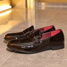 New Slip-On Loafer Shoes, Men's Business Leather Shoes - Brown - View 3