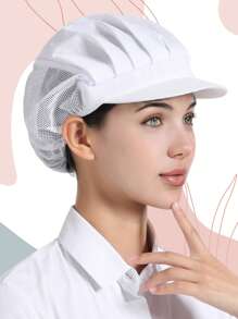 1 Pc Polyester Solid Color Half Mesh Baseball Cap, Soft Elastic Sweatband, Hard Peak, Odorless, Breathable, Dust-Proof, Adjustable, Lightweight, , Washable, Non-Fading, Oil-Proof, Pill-Resistant, Well-Stitched, Smooth Finish, Suitable For Restaurant, Kitchen, Workshop, Travel, Fashion, Work