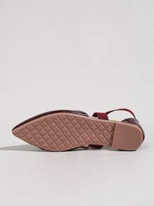 Women's Fashion Lace Breathable Backless Flat Shoes - Burgundy - View 4