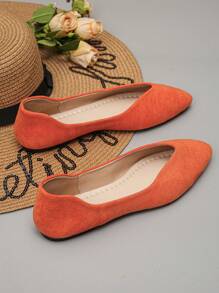 Plus Size EU Size 35-45 New Fashion Colorful Canvas Pointed Toe Flat Slip-On Casual Shoes, Suitable For Dresses, Spring/Autumn - Orange - View 7