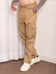 Cargo Twill Pants, Wide Leg Skate Pants, Unisex Pants - Rust Brown - View 2