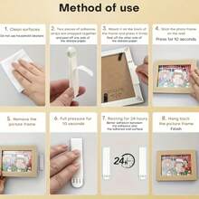 12 对 24 件魔术扣，带强力无痕粘性重型悬挂夹 - 无需钻孔粘性挂钩，适用于干式墙，非常适合照片和圣诞装饰，易于安装的墙壁套件，双面可拆卸聚酰胺框架，防水无钩无钉固定部件，适用于家居装饰魔术贴纸