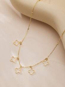 1 Pieza Collar de flor de trébol hueca de plata de ley 925, joyería clásica elegante y de lujo, adecuada para uso diario de mujeres, regalo de San Valentín, aniversario y cumpleaños