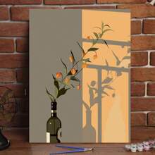 1 Set Minimalist Floral DIY Digital Oil Painting Kit, Carefully Crafted Oil Painting To Express Your Personalized Using Colors, Decorate Your Space With A 40*50CM Oil Painting - Apricot - View 1