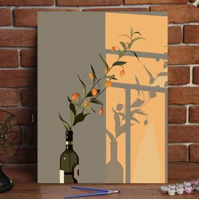 1 Set Minimalist Floral DIY Digital Oil Painting Kit, Carefully Crafted Oil Painting To Express Your Personalized Using Colors, Decorate Your Space With A 40*50CM Oil Painting