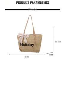 定制刺绣草编手提包，大容量，新款简约编织包，大学生单肩包，编织沙滩包 - 彩色 - 查看 11