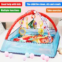 1 件婴儿游戏垫带悬挂玩具 - 婴儿活动健身房，用于锻炼和发展 - 多功能游戏场，适合趴着玩、爬行和坐着 - 理想的节日礼物 - 彩色 - 查看 3