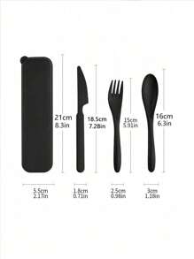 Personalisiertes 3er-Set tragbares Reisebesteck mit Etui, wiederverwendbares Essbesteck inklusive Besteck, Kaffee Löffel, Salat Gabel, Steakmesser und Aufbewahrungsbox
