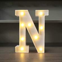 1pc LED Strip Light Marquee Sign - White Illuminated Letter Decoration For Home, Wedding, Birthday And Party - Waterproof Bulbs, 6.3" Height, PVC Material, Battery Powered Box, Ideal For Bar Or Desktop Decor
