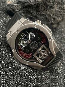 1 件独特时尚男士不对称形状腕表，时尚休闲运动学生手表，时尚、休闲、商务、混合刻度、圆形表盘，适合日常佩戴、装饰、送给朋友或父亲的节日礼物 - 彩色 - 查看 5