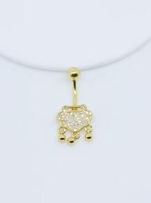 1 件装心形蝴蝶结形锆石肚脐环肚脐环肚脐钉 14G 圆杆穿孔首饰女士 - 蝴蝶結 心 - 查看 12