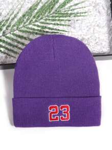 1pc Men/Women Embroidered 23 Pattern Casual Streetwear Beanie, Warm & Windproof Knit Cap For Outdoor Sports, Suitable For Daily Wear, Autumn/Winter