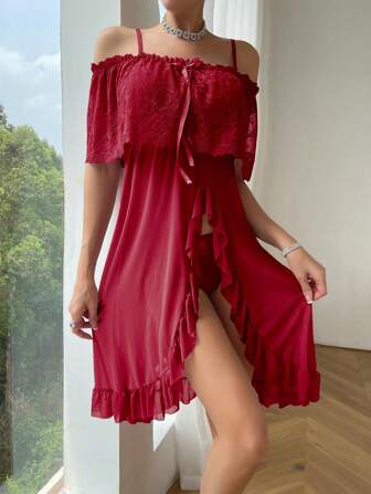 性感睡衣，情趣内衣，紫色吊带，开叉裙