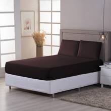 400 Thread Count Sheet Set With Elastic Band Standard Hotel Single Double Queen King - TOBACCO - View 2