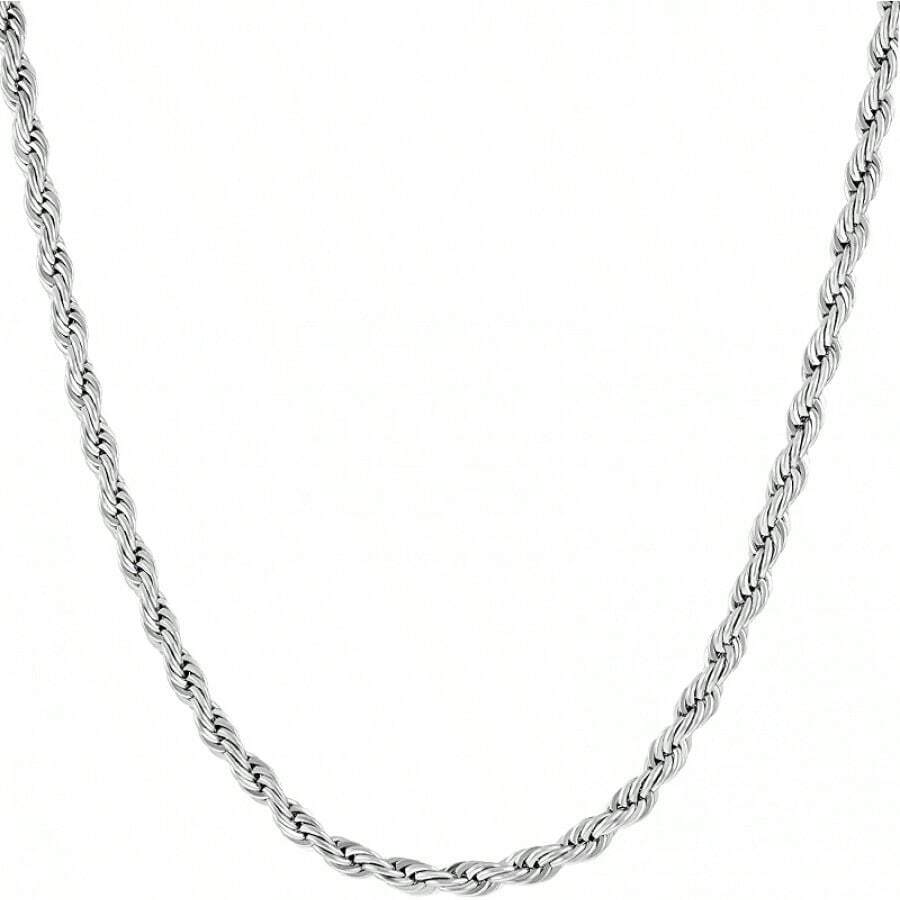 LIFETIME JEWELRY 3mm Rope Chain Necklace For Men And Women, 24K Gold Plated Bronze, Gold Or White Gold Color, 14-36 Inch - 白金 - 查看 1