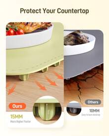 COLDFILL Electric Warming Bowl - Foldable Heat Mat With 8 Temperature Settings, Full-Surface Heating In 5s, 4-Hour Automatic Shut-Off, Easy To Clean With Silicone, For Buffet Server Party Family Celebrations, Green