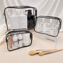 3pcs/Cleaning Travel Toiletries And Makeup Storage Bag For Ladies Toiletries And Toiletries And Waterproof Zipper Transparent Design Can Quickly Find Items Suitable For Women Air Travel And Home Makeup Storage Ladies' Gift Mother's Day Gift Travel Essentials Holiday Essentials
