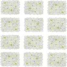 White Floral Wall Backdrop Panels (18-36 Panels) 15 X 15 InchesArtificial Floral Wall Panels  3D Silk Flower Wedding Backdrop Floral Wall Background For Wedding Reception Party Decorations - 白色 - 查看 9