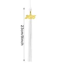 Nastrino da laurea 2025, nastrino per tocco da laureato, nastrino multicolore 2025 con ciondoli dorati con anno 2025 per decorazione tocco da laureato, accessori per festa di laurea - Multicolore - Visualizzare 4