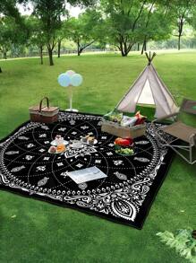 1 件波西米亚风格户外防水防沙野餐垫，轻便，可爱的渐变花卉数码印花图案，适合露营、户外野餐、海滩