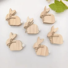 3/6pcs Easter Rabbit Decorations, Home Crafts, Rabbit Decor, Cute Wooden 3D Rabbits With Bow And Tail, Handmade Freestanding Wooden Bunnies, Suitable For Various Rooms, No Electricity Needed, Ideal For Easter Holiday Decoration, Party Decor, Home Decor DIY Craft, Party Gifts, Birthday Gifts, Easter Gifts, Thanksgiving Gifts, Valentine's Day Gifts