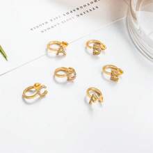 U-Shaped Gold 26 English Letters Rhinestone-Set Simple Ear Clip Personalized Fashion Mini Classic Earrings Without Piercing Ears