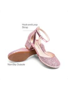 Girls Dress Shoes Closed Toe High Heels Ankle Strap Toddler Little Big Kid Wedding Flower Party Pump - 粉色 - 查看 6