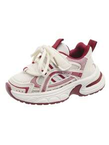 1 双儿童运动鞋，软底跑步鞋，儿童透气网眼运动鞋，秋冬 - 酒紅色 - 查看 8