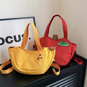 1pc New Cute & Sweet Girl's Small Shoulder Bag, Fashion Versatile Handbag, Minimalist Canvas Crossbody Phone Bag, Suitable For Daily Wear