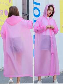 1 件便携式加厚 EVA 透气雨衣，适合户外徒步成人连帽雨衣，多色可选 - 彩色 - 查看 3