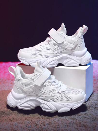 Lightweight Breathable Soft Single-Layer Mesh Sneakers For Teens, Spring/Summer, Casual Lace-Up Low-Top Trainers, Adjustable Hook-And-Loop, Easy To Wear, Solid Color, Perfect For Daily Wear, School Students