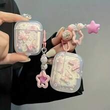 Ombre Pink Butterfly Pattern Airpods Pro 2 Case, Bluetooth Earphone Cover Compatible With Airpods 2/3/4 Gen & Airpods Pro