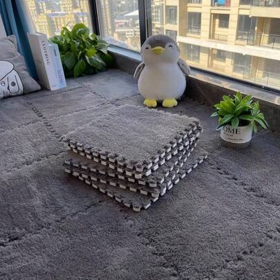 12pcs Thick Carpet Set, Suitable For Living Room With Interlocking Tiles, Warm Bedside Rugs, Soft & Non-Slip, Washable