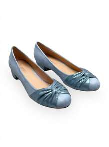 Mocassins à talon compensé casual avec design torsadé pour femmes - Bleu azur - Voir 3
